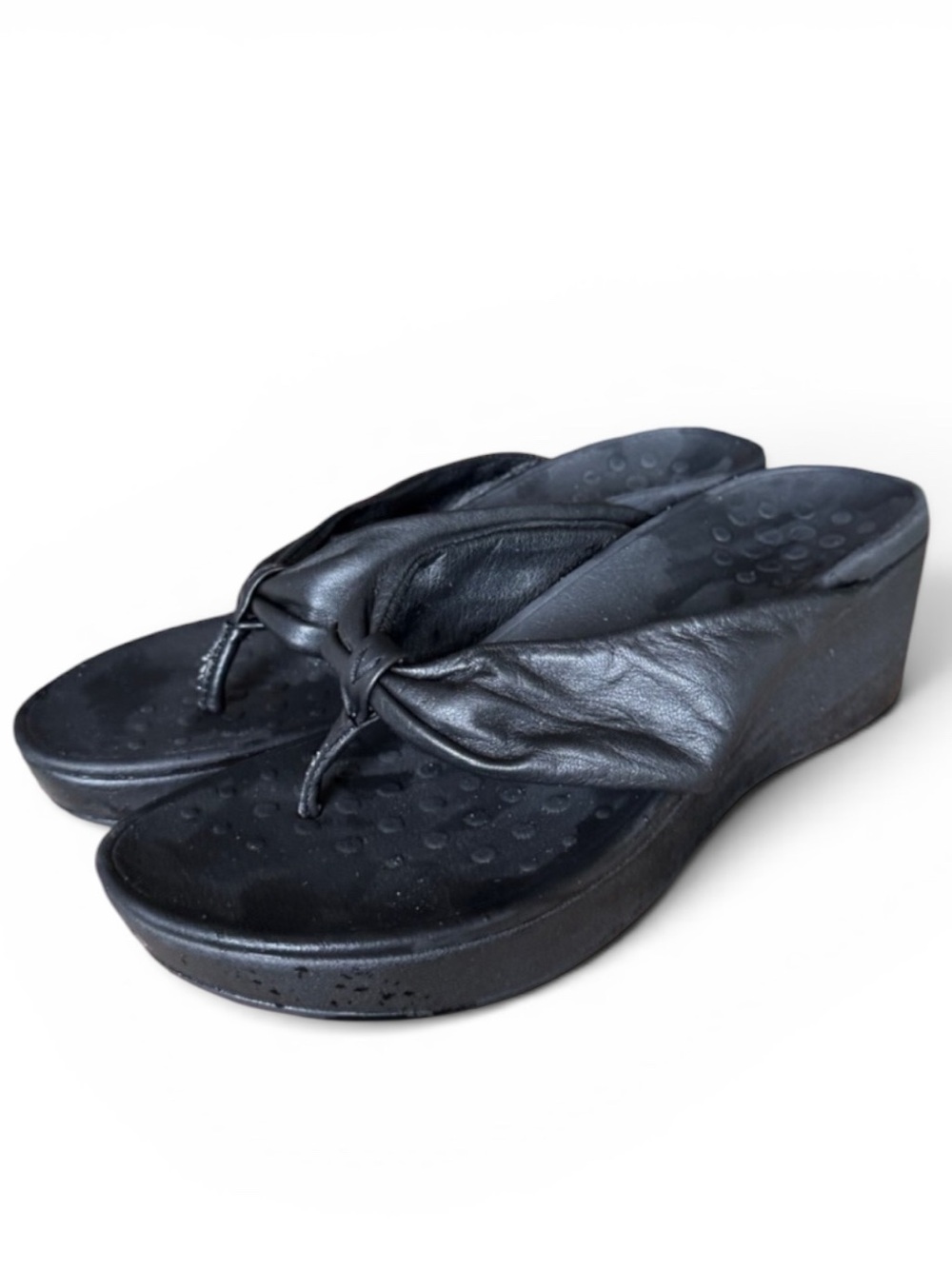 VIONIC Arabella Toe Post wedge Ladies sandal Black excellent condition size 10